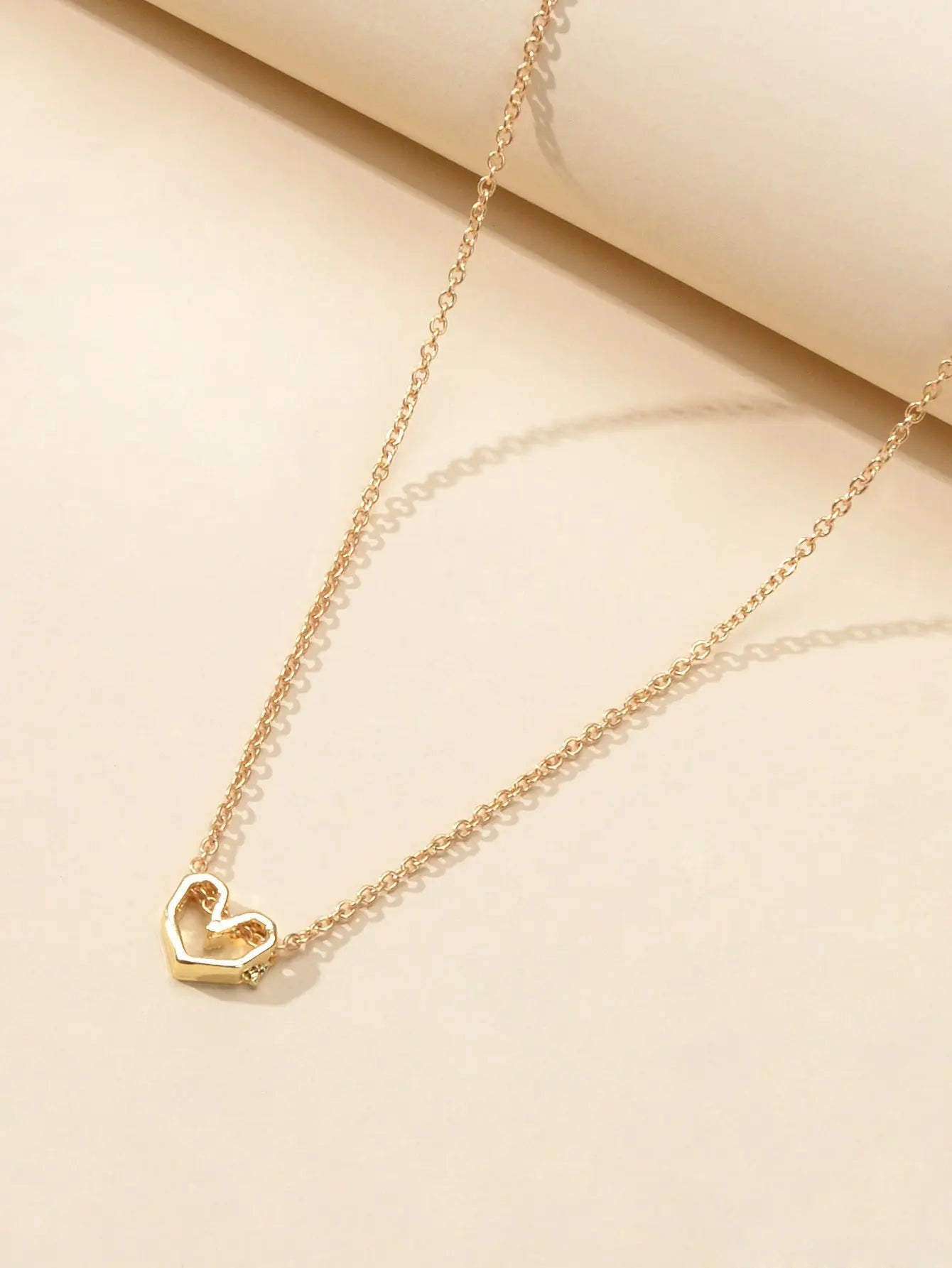 Gold Silver Simple Love Heart Charm Necklace Minimalist Wedding Party Jewellery Feelontop Jewellery
