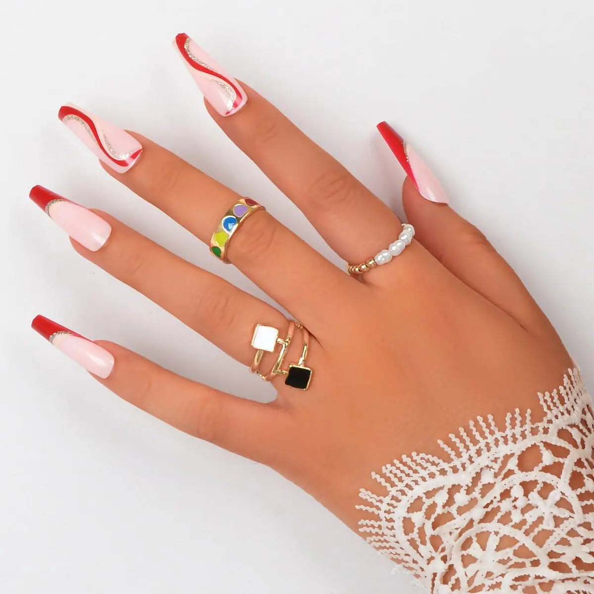 Colourful Heart Carved Open Cuff Rings Vibrant Jewellery Vividly Collection Gift Feelontop Jewellery