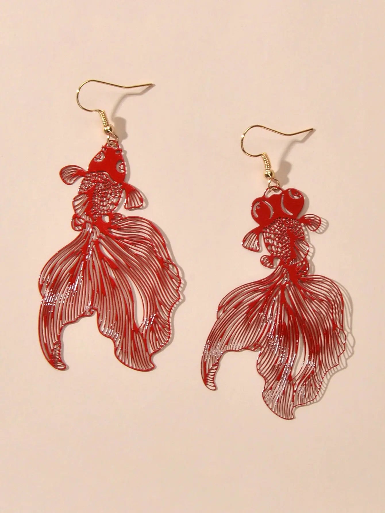 AU Stock Lovely Goldfish Shape Drop Dangle Earrings Hollow Fish Party Jewellery Feelontop Jewellery
