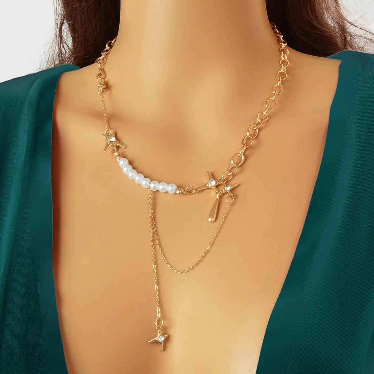Exquisite Pearl Chunky Chain Necklace Handcrafted Jewelry Feelontop Jewellery