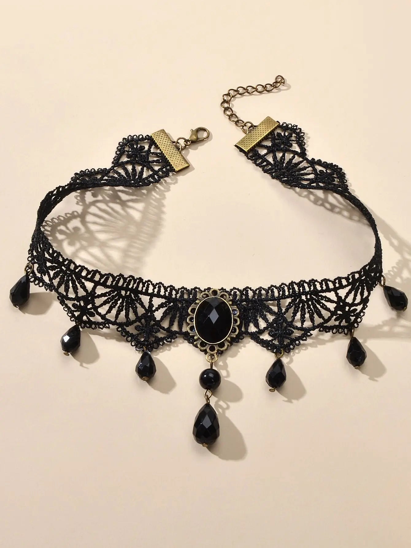 Water Drop Charm Black Lace Retro Gothic Women Choker 90s Halloween Necklace Feelontop Jewellery