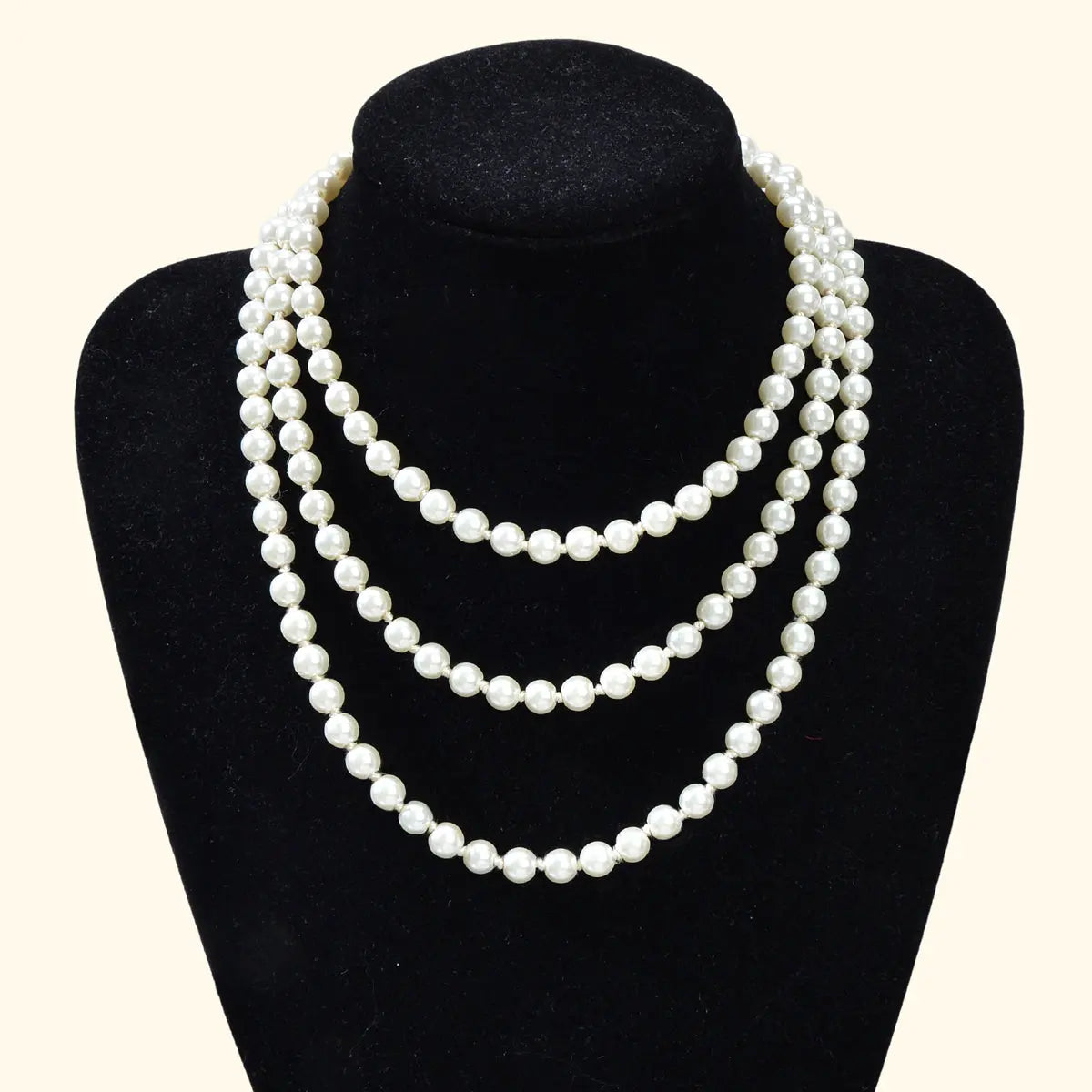 Luxurious Triple Layered White Pearl Statement Necklace Elegant Chunky Necklace Feelontop Jewellery