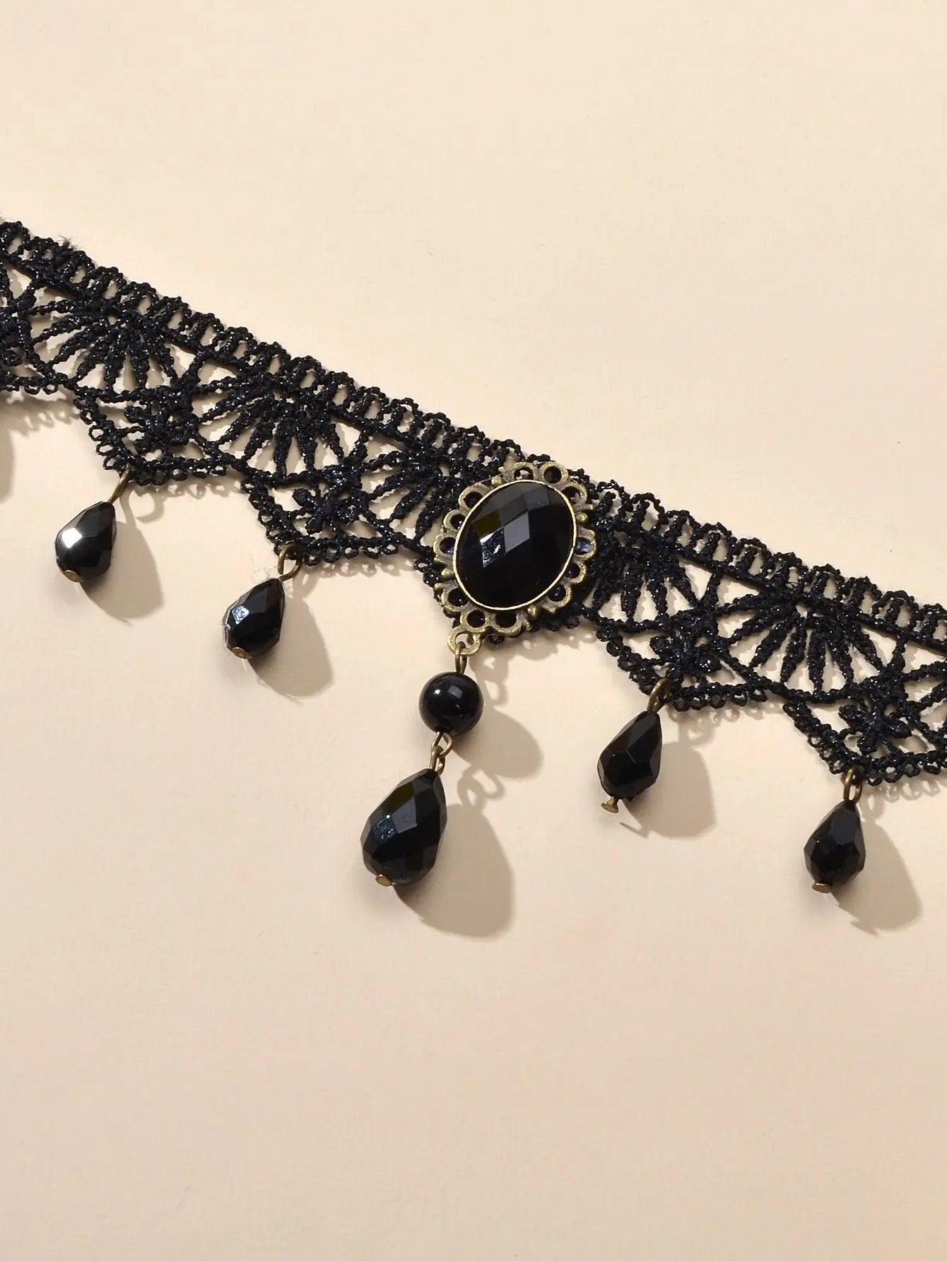 Water Drop Charm Black Lace Retro Gothic Women Choker 90s Halloween Necklace Feelontop Jewellery