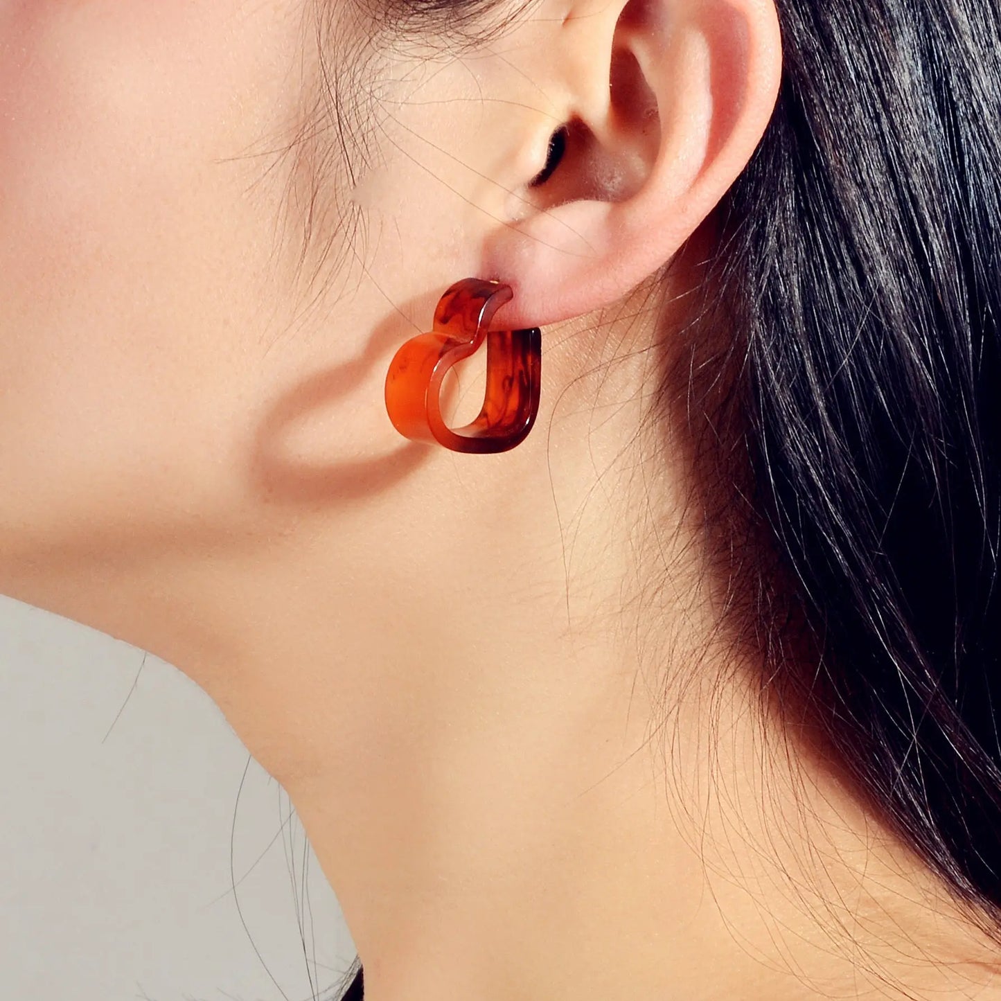 Designer Jewelry Trendy Brown Leopard Resin Acrylic Heart Stud Pierced Earrings Feelontop Jewellery