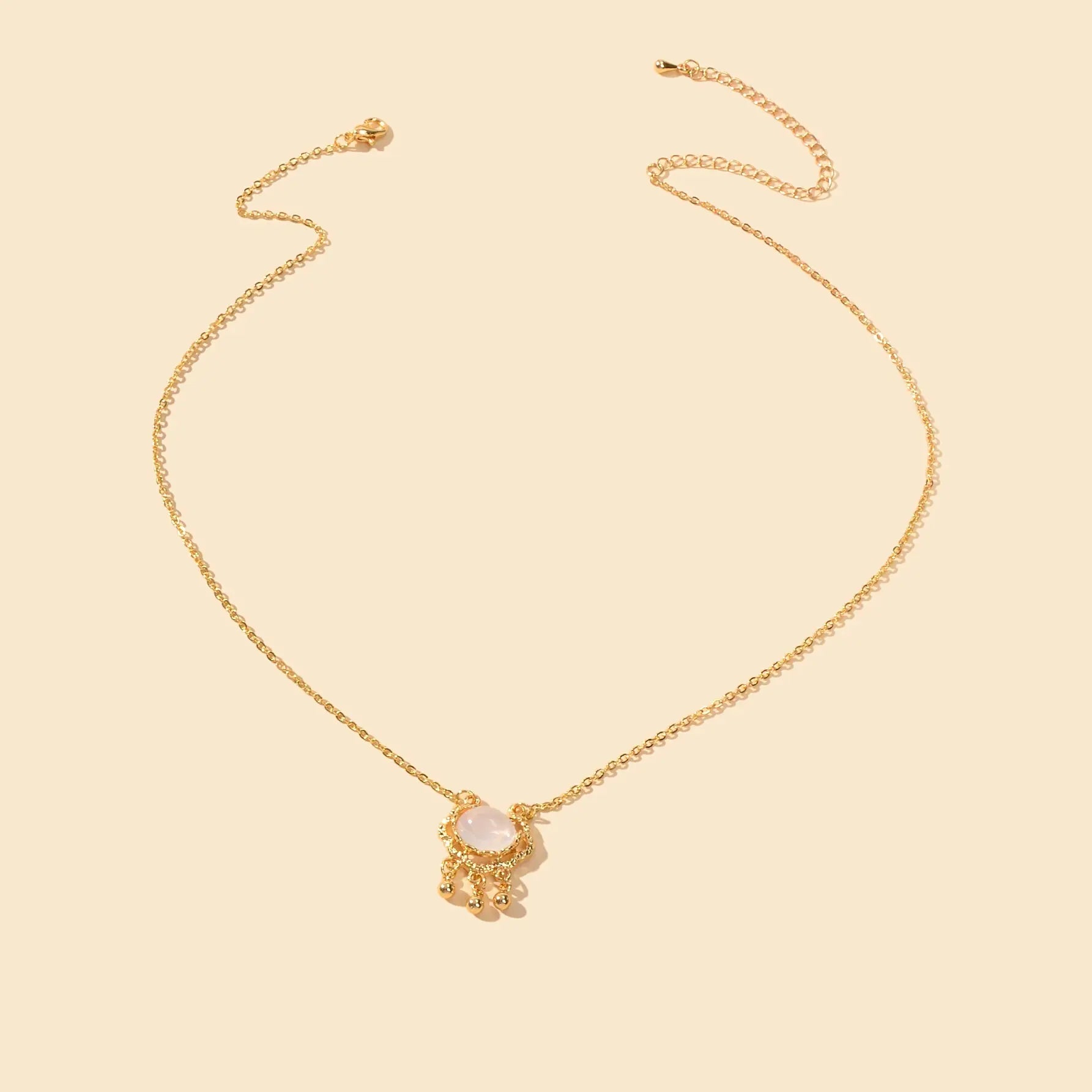 Textured Jewelry Opal Gold Chain Lock Pendant Necklace Best Friend Birthday Gift Feelontop Jewellery