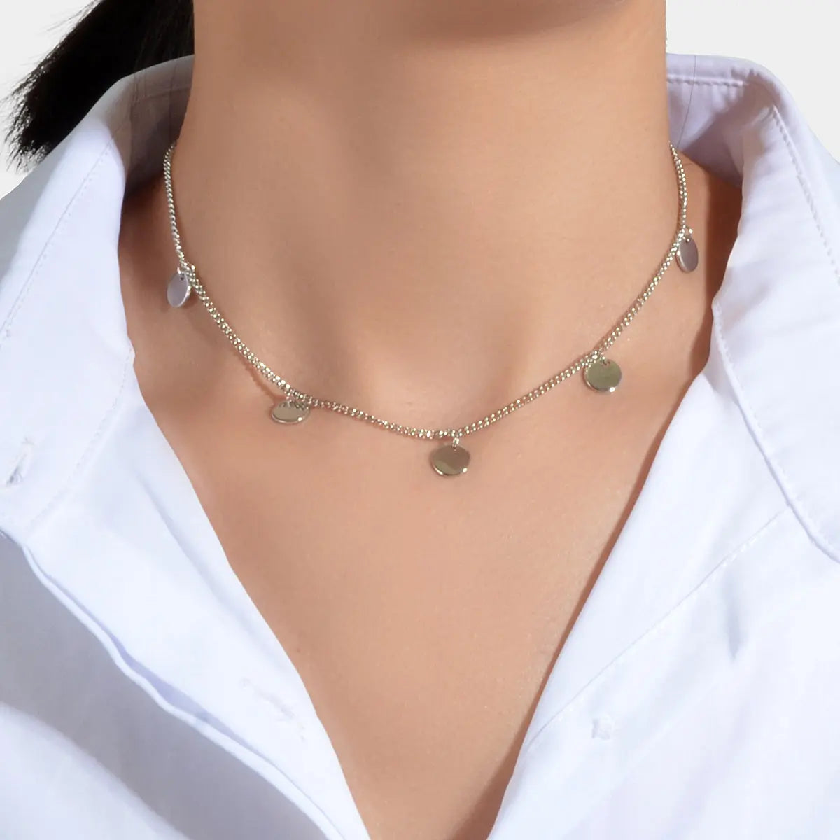 Disc Charm Necklace Delicate Dainty Collar Stunning Sequins Jewellery AU Stock Feelontop Jewellery