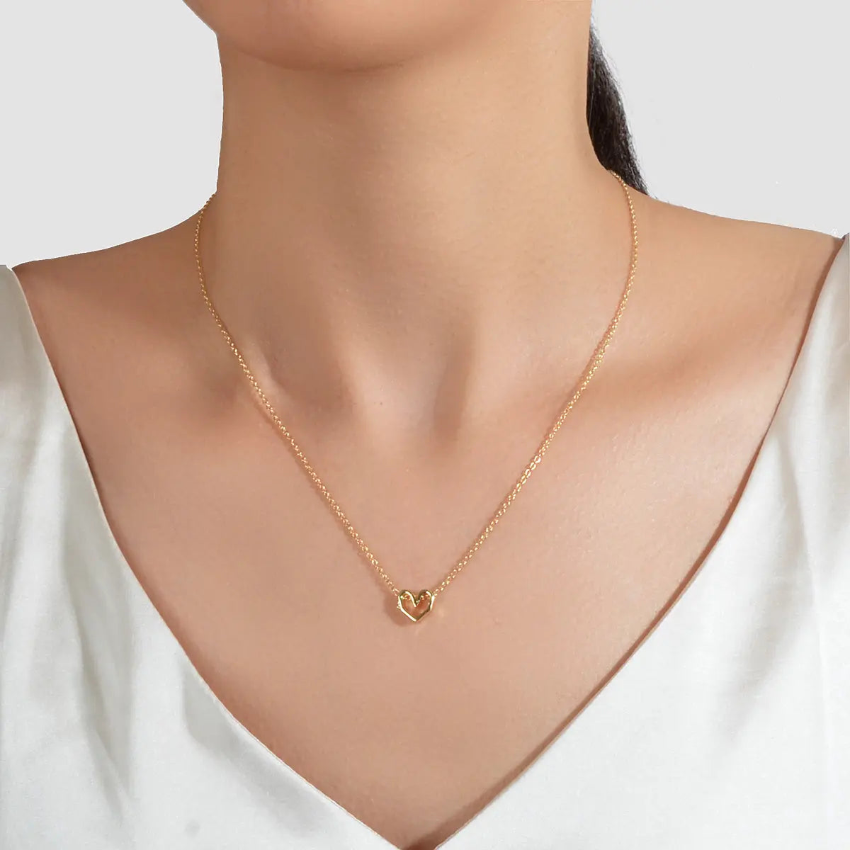 Gold Silver Simple Love Heart Charm Necklace Minimalist Wedding Party Jewellery Feelontop Jewellery