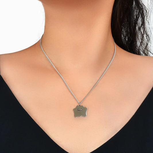 Silver Chain Funny Cartoon Smile Pendant Necklace Personality Designer Jewellery Feelontop Jewellery