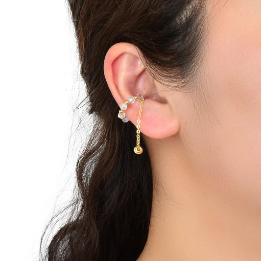 Gold Tassel Ball Ear Clip Non-Piercing Cartilage Earrings Unisex Ear Cuff 1 pc Feelontop Jewellery