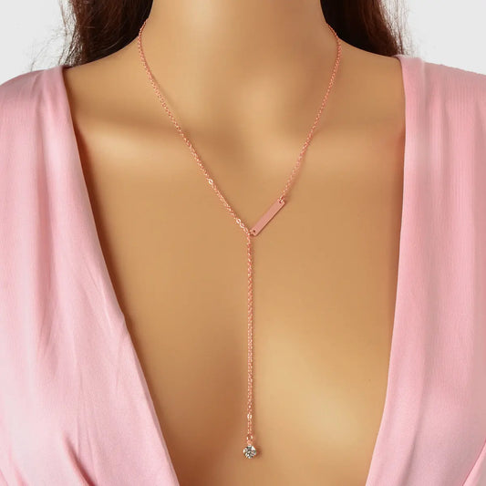 Feelontop Jewellery Silver Chain Rhinestone Fringe Y Necklace Women Accessories Feelontop Jewellery