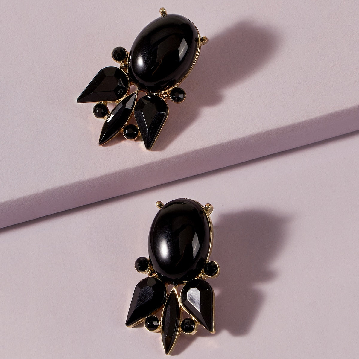 Retro Style Colorful Crystal Geometric Stud Earrings Party Fesvital Jewelry Gift Feelontop Jewellery