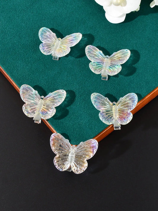 5 pcs Sweet Transparent Butterfly Hairpin Hair Clips Set Hair Accessory Headwear Feelontop Jewellery