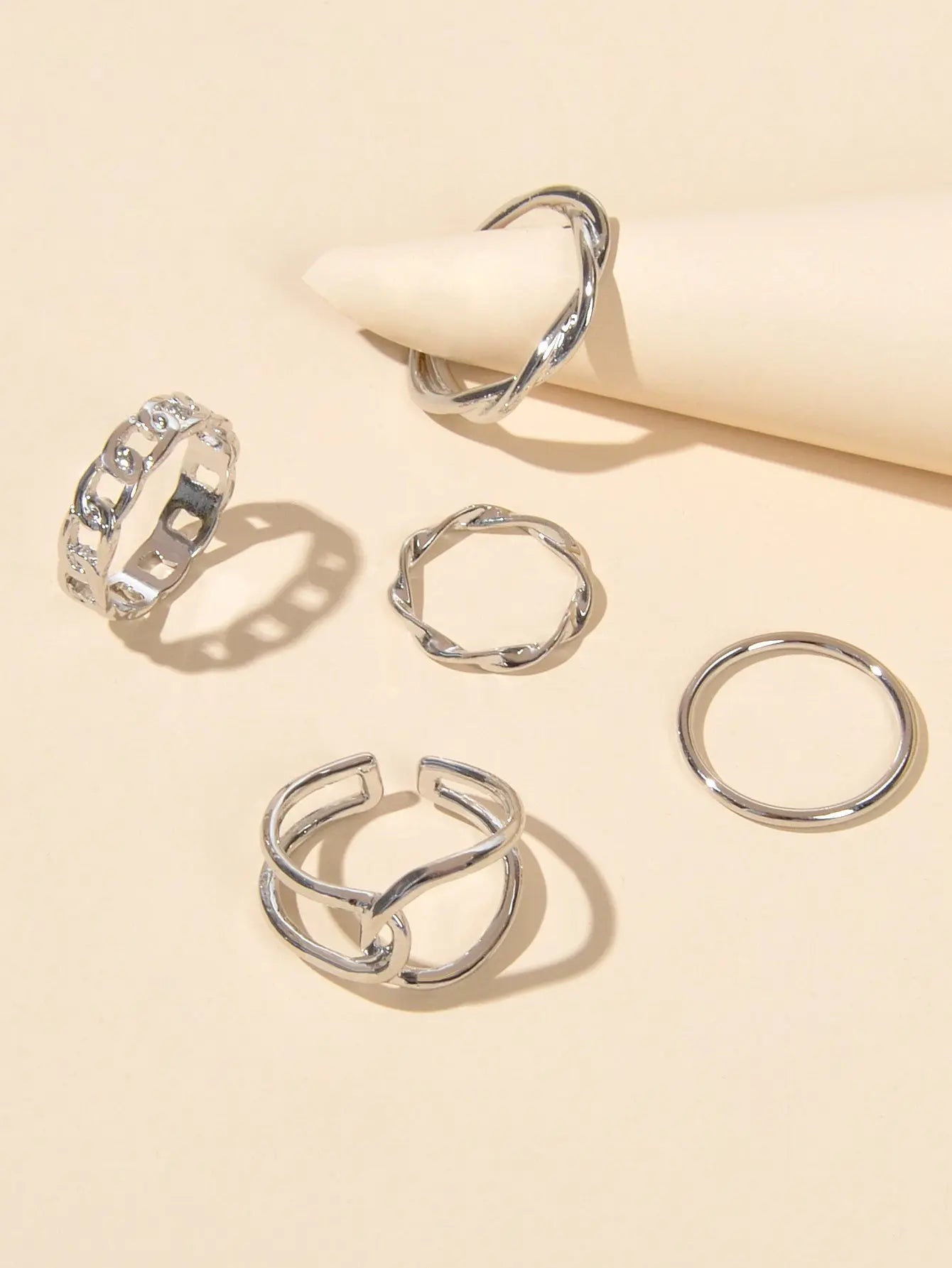 Minimalist Punk 5 pcs Trendy Gold Silver Stackable Multiple Midi Finger Ring Set Feelontop Jewellery