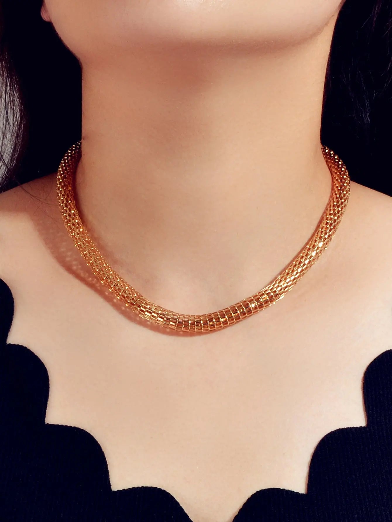 Party Decoration Women Thick Gold Chain Short Collar Clavicle Statement Necklace Feelontop Jewellery