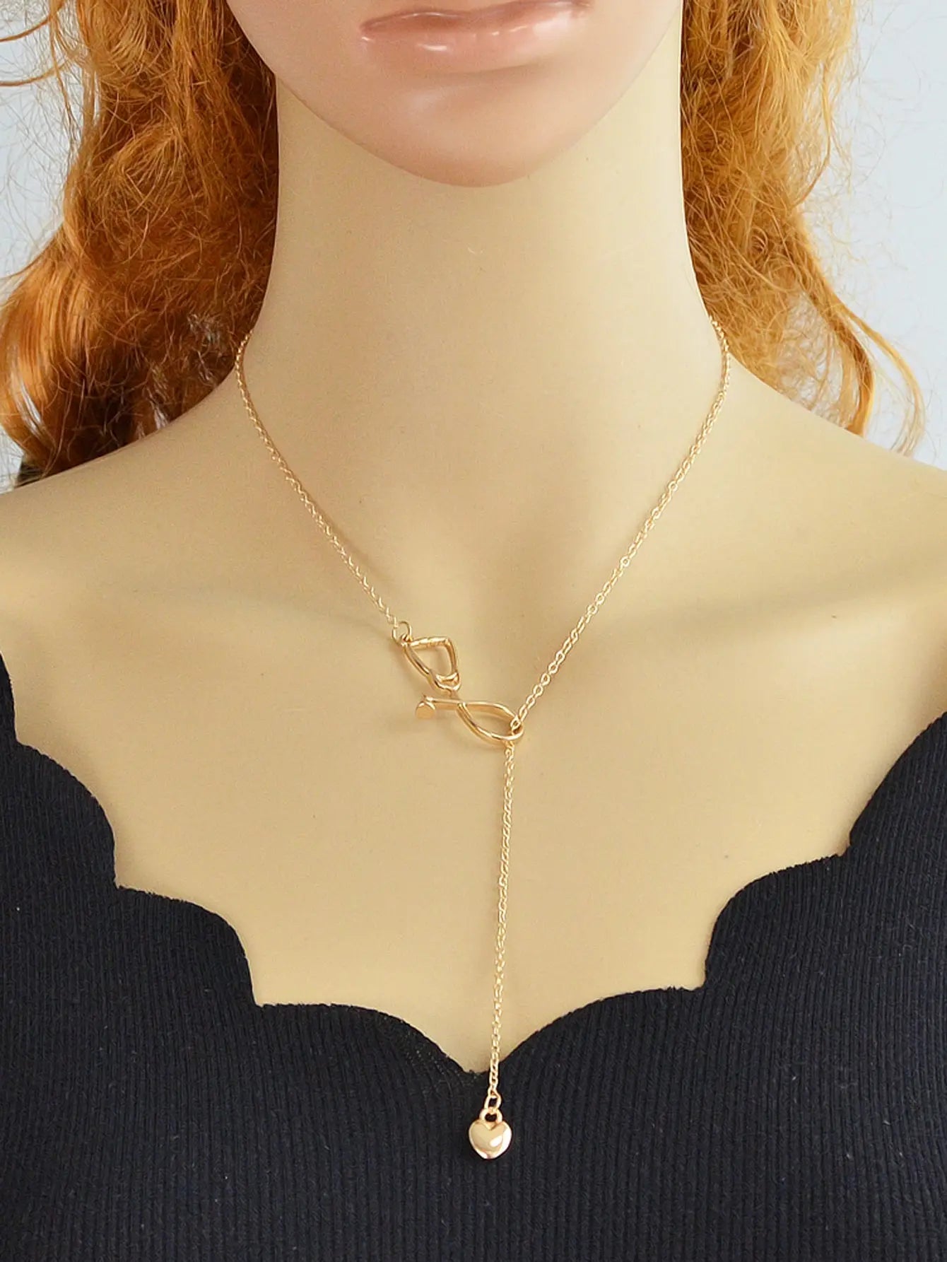 Minimalist Jewelry Trendy Gold Silver Stethoscope Heart Pendant Y shape Necklace Feelontop Jewellery