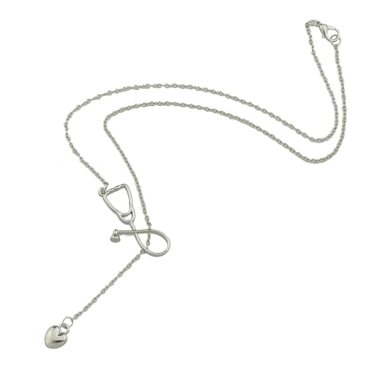 Minimalist Jewelry Trendy Gold Silver Stethoscope Heart Pendant Y shape Necklace Feelontop Jewellery