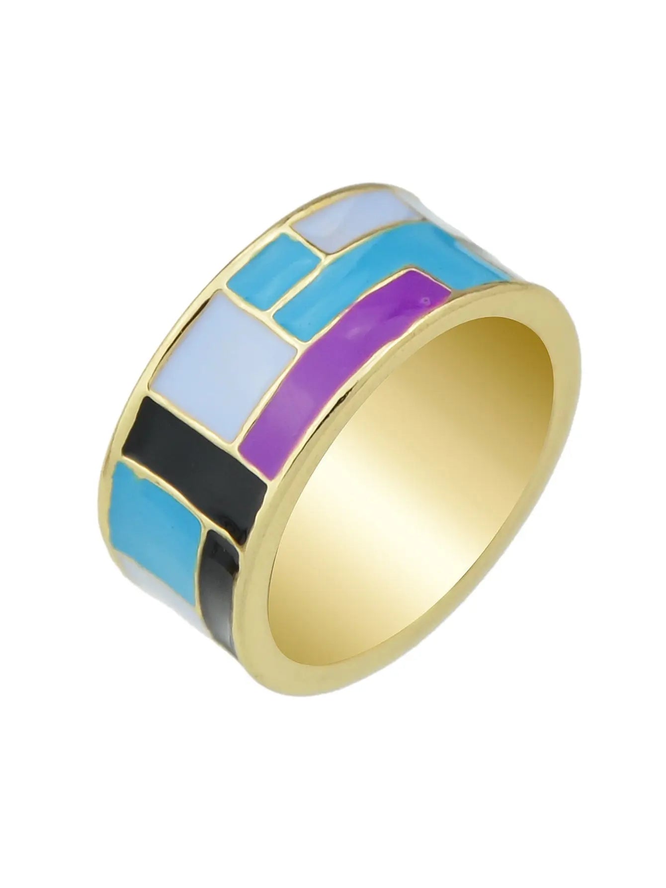 1pc Ethnic Traditional Jewellery Colorful Geometric Pattern Bohemian Finger Ring Feelontop Jewellery