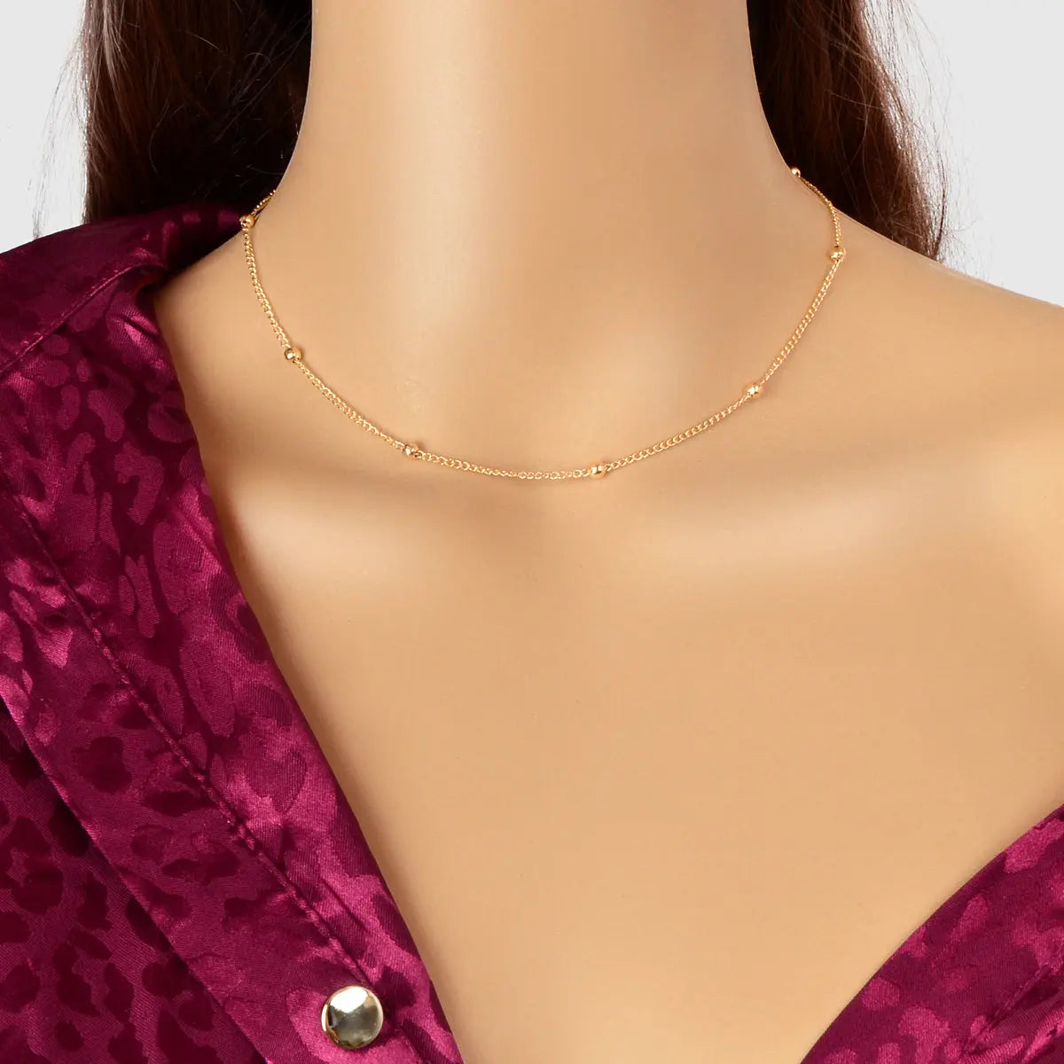 Gold Color Metal Ball Bib Choker Women Girls Teens Party Necklace Collar Jewelry Feelontop Jewellery