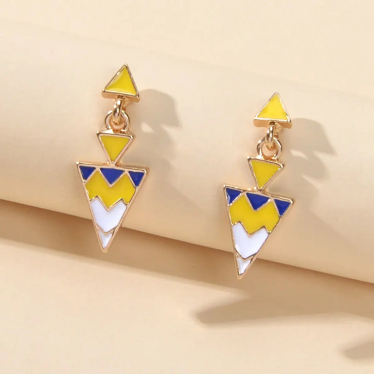 Fashion Jewellery Women Accessories Yellow Geometric Triangle Dangle Earrings Feelontop Jewellery