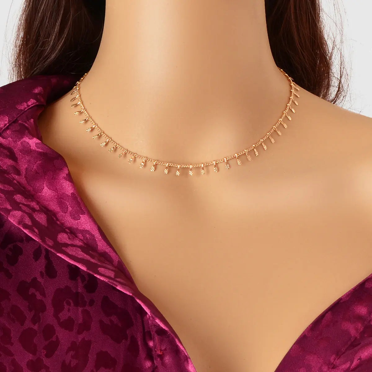 Women Party Decoration Gold Link Chain Clavicle Choker Necklace Short Collar Feelontop Jewellery
