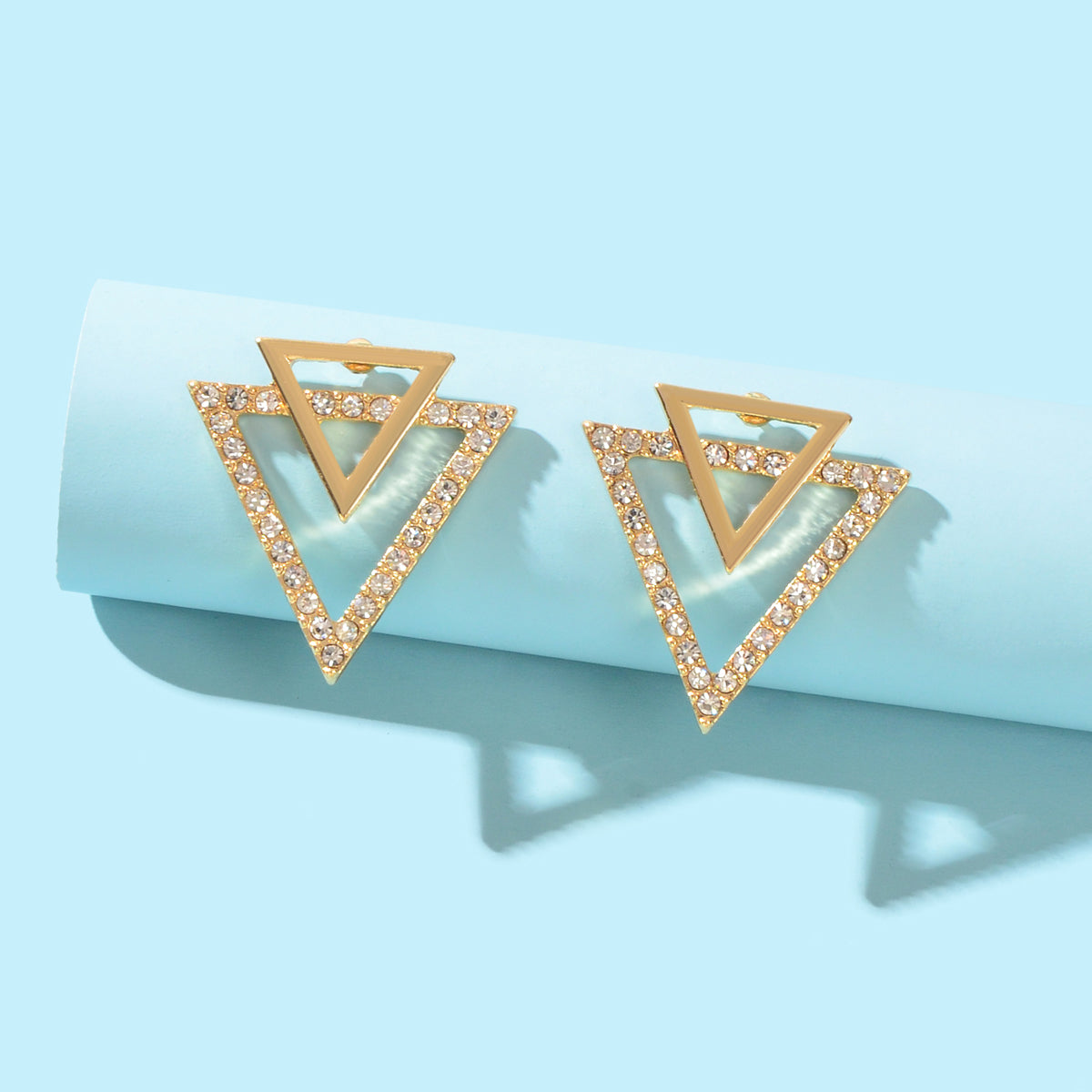 Double Triangles Stud Classic Women Trendy Dangle Earrings Fashion Jewelry Gift Feelontop Jewellery