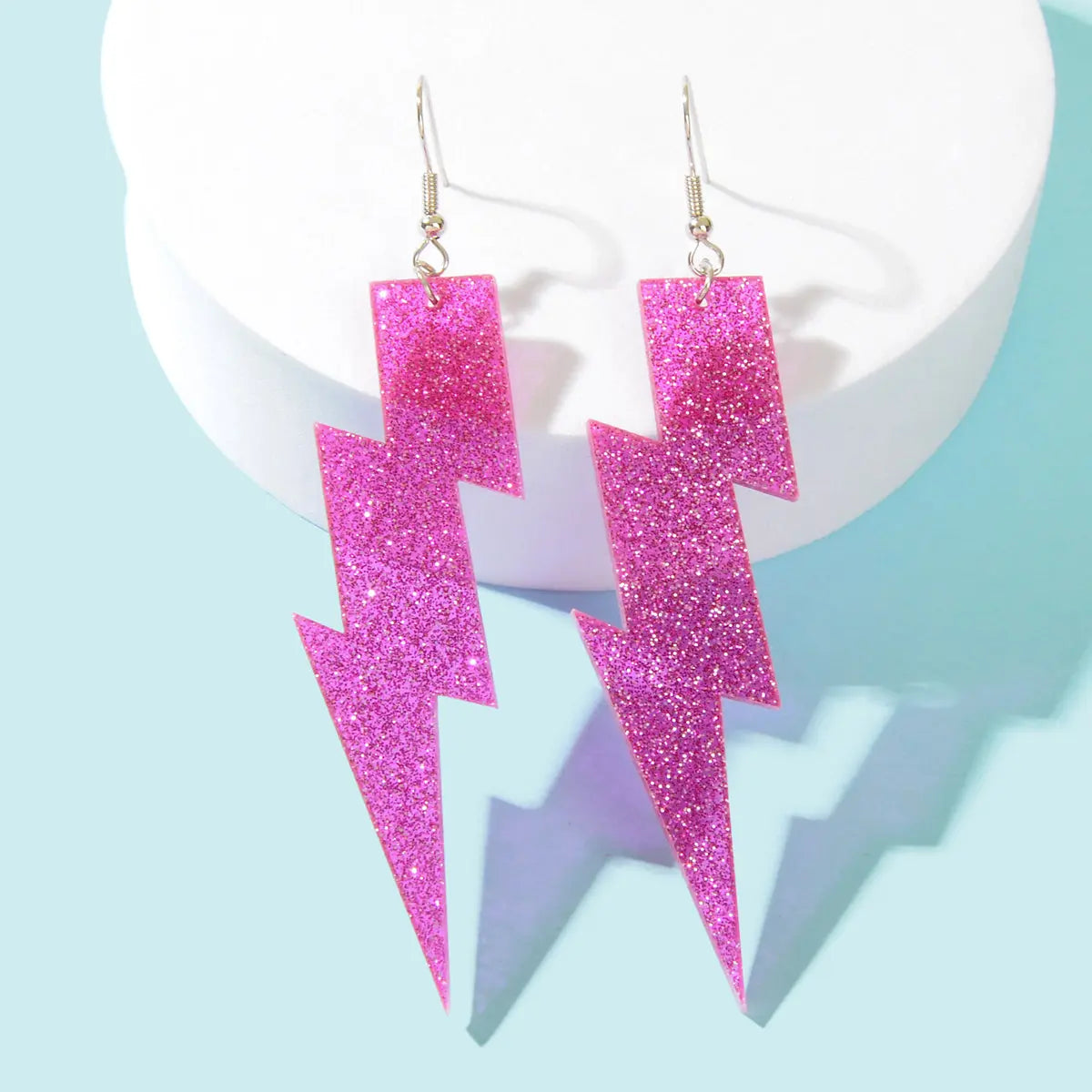 Sparkling Retro Party Acrylic Exaggerated Women Lightning Bolt Dangle Earrings Feelontop Jewellery