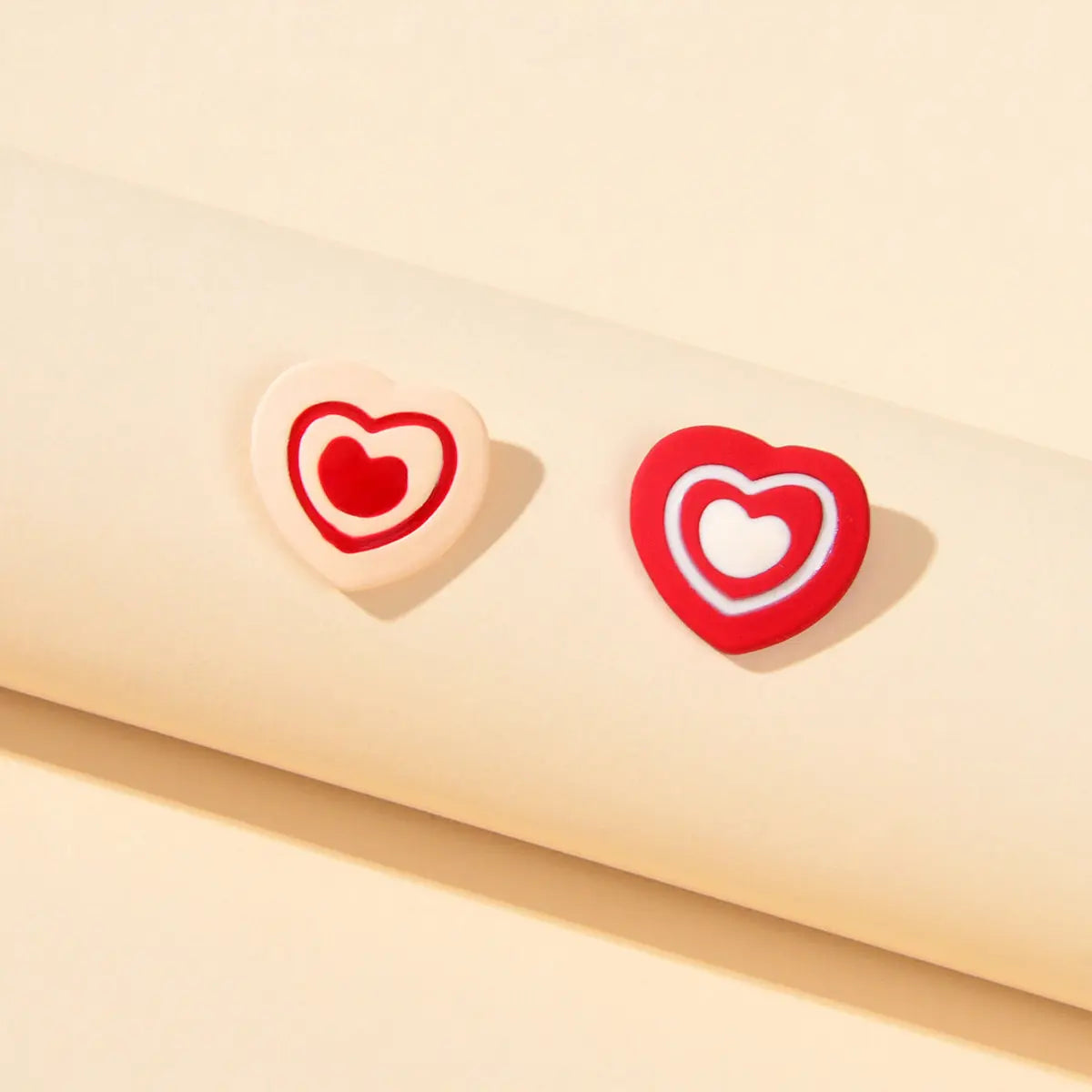 Sweet Love Red Enamel Heart Stud Earrings Asymmetrical Y2k Valentine's Day Gift Feelontop Jewellery