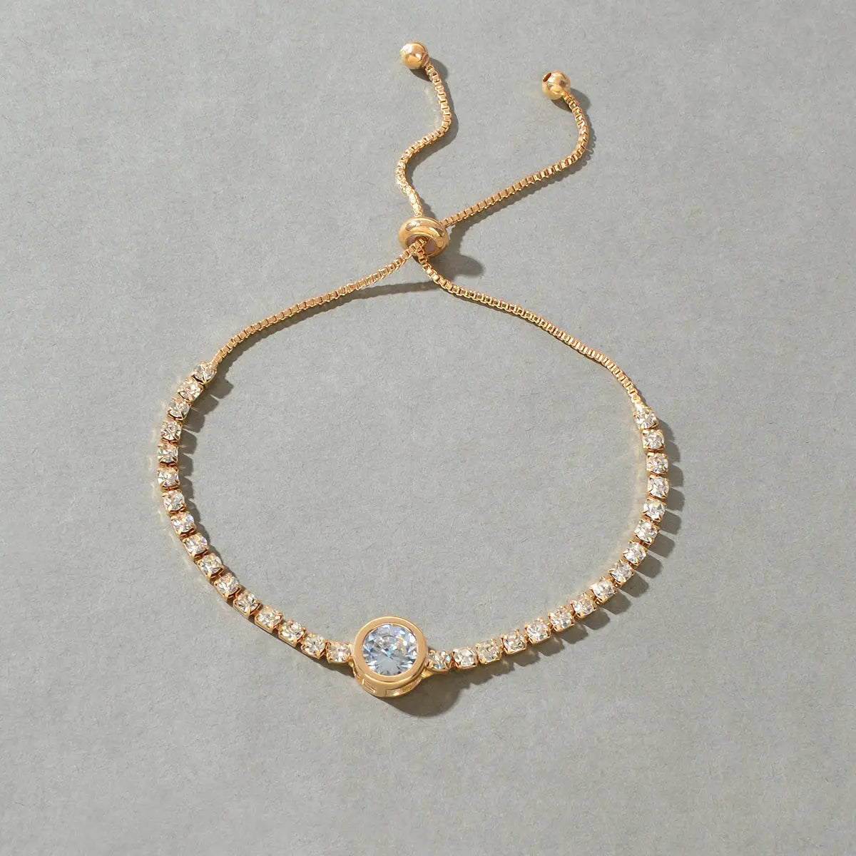 Luxurious Rhinestone Decor Sliding Chain Adjustable Women Wedding Party Bracelet Feelontop Jewellery