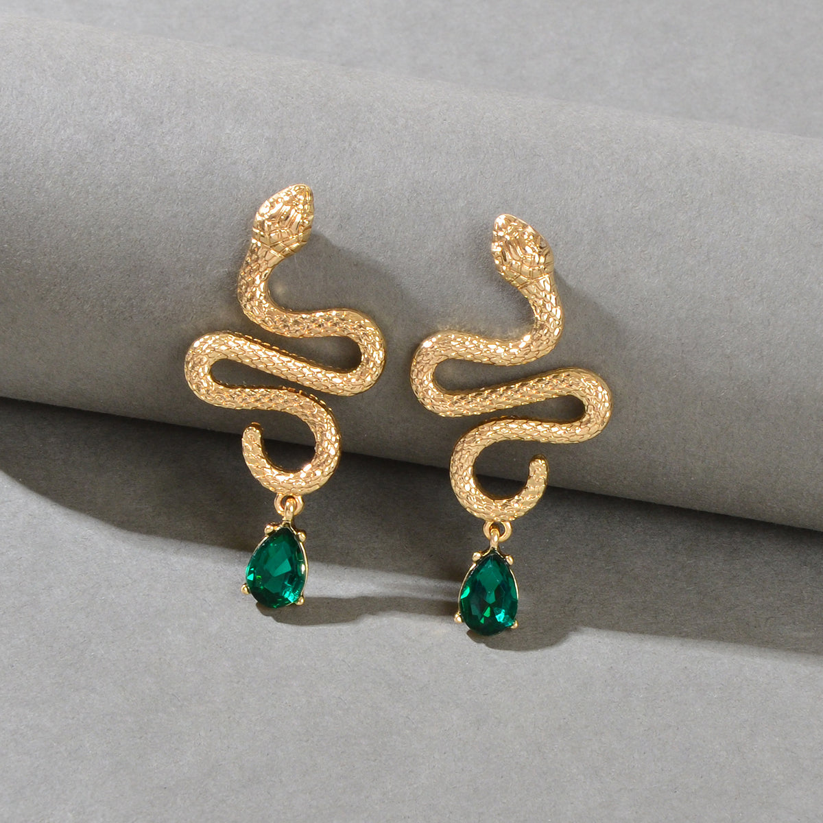 Snake Drop Earrings Dangle Big Green Rhinestone Emerald Charm Stud Punk Jewelry Feelontop Jewellery