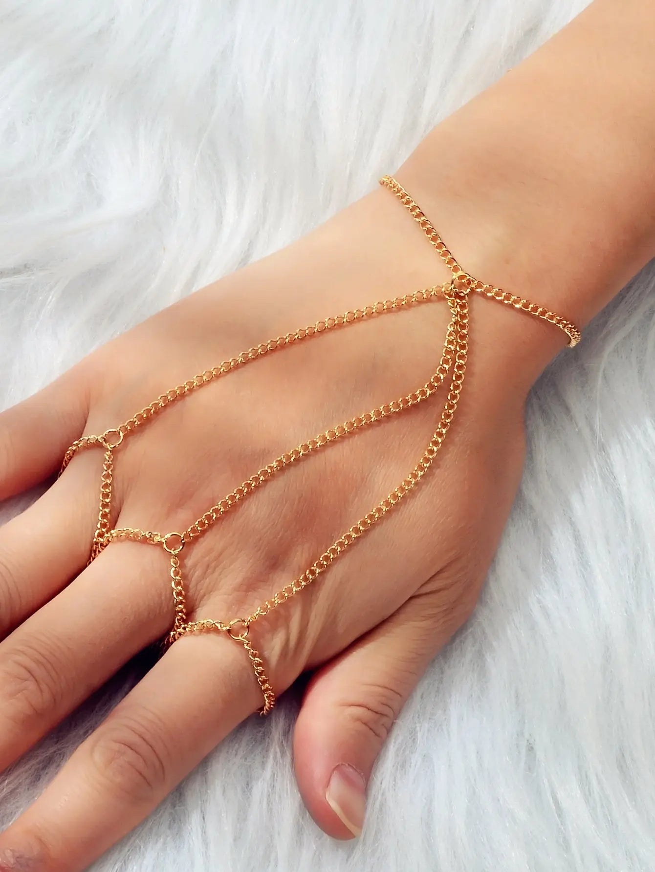 Body Jewellery Gold Chain with Finger Unique Boho Chic Slave Bracelets for Women Feelontop Jewellery