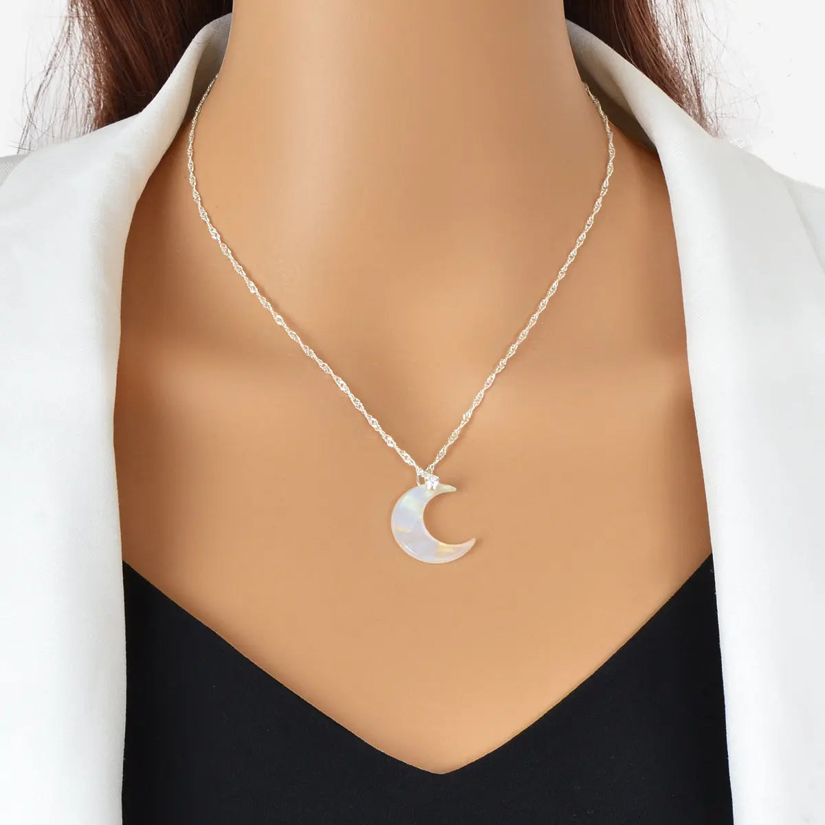 Delicate Gold Chain Transparent Acrylic Moon Pendant Necklace Girls Jewelry Gift Feelontop Jewellery