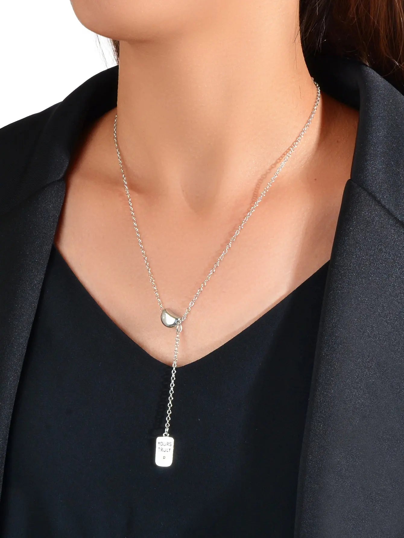 Punk Hip Hop Jewelry Silver Chain Yours Truly Square Necklace Trendy Accessories Feelontop Jewellery