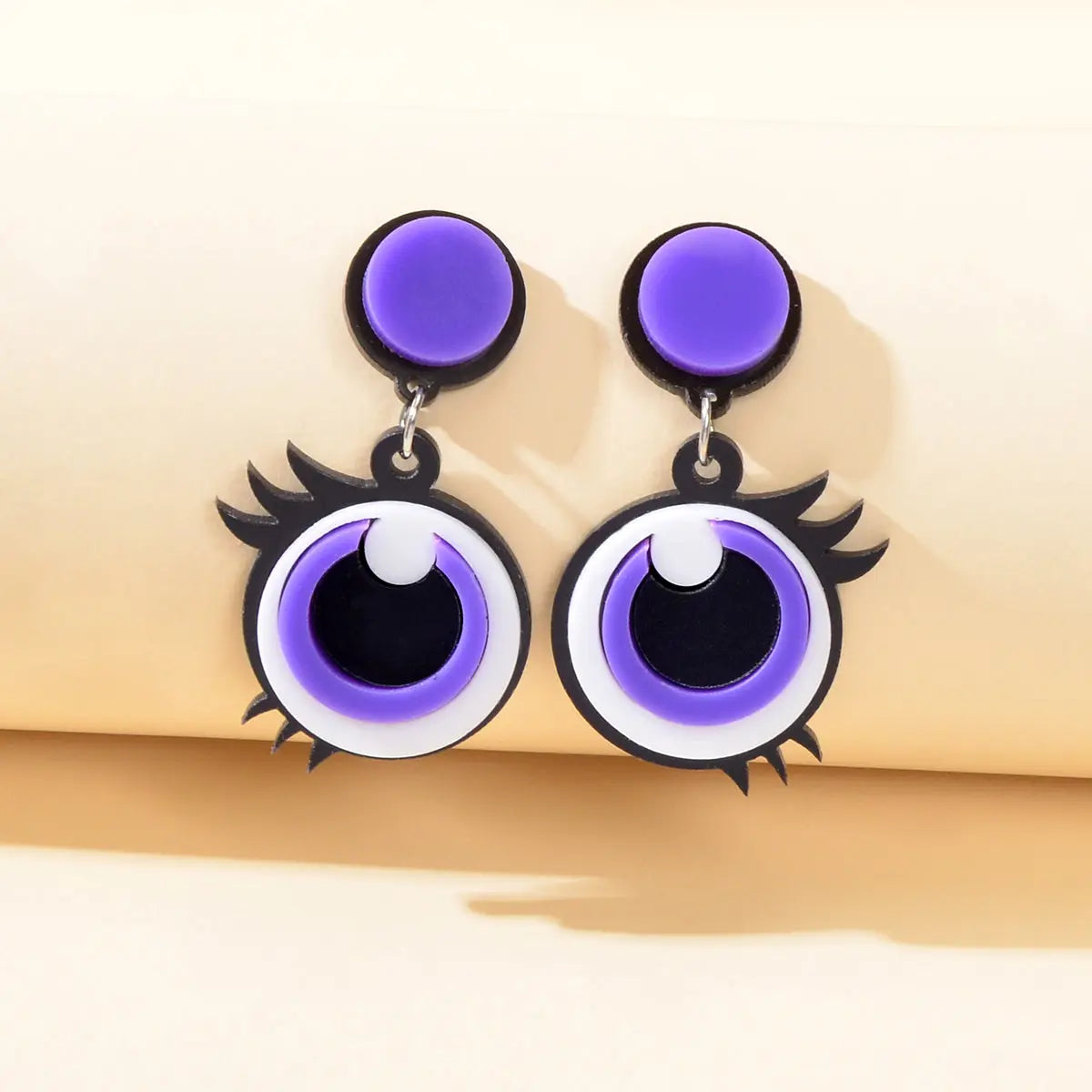 Cute Purple Eye Earrings Acrylic Cartoon Novelty Trendy Lightweight Drop Stud Feelontop Jewellery