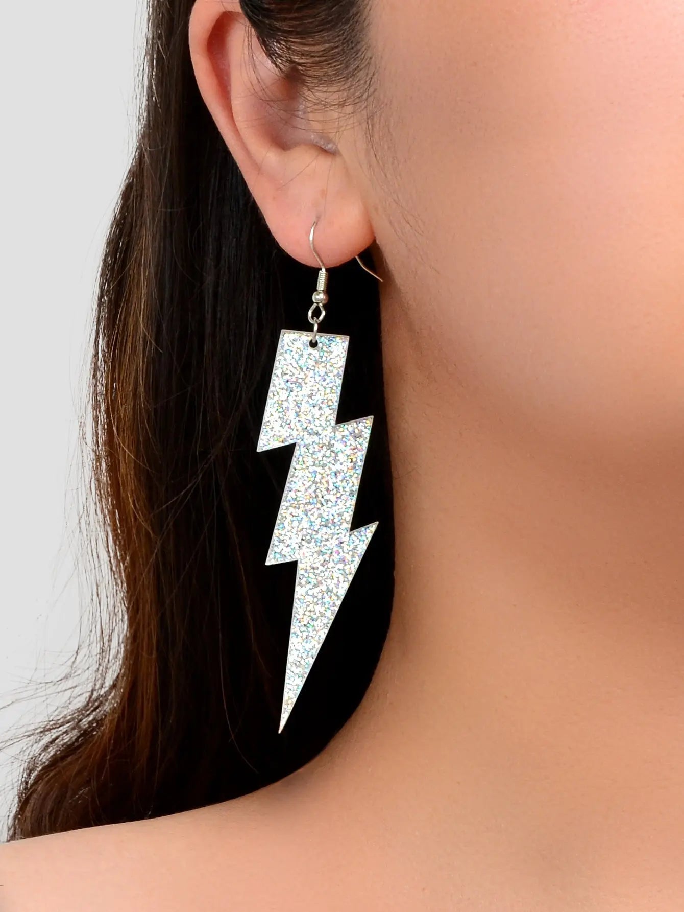 Sparkling Retro Party Acrylic Exaggerated Women Lightning Bolt Dangle Earrings Feelontop Jewellery