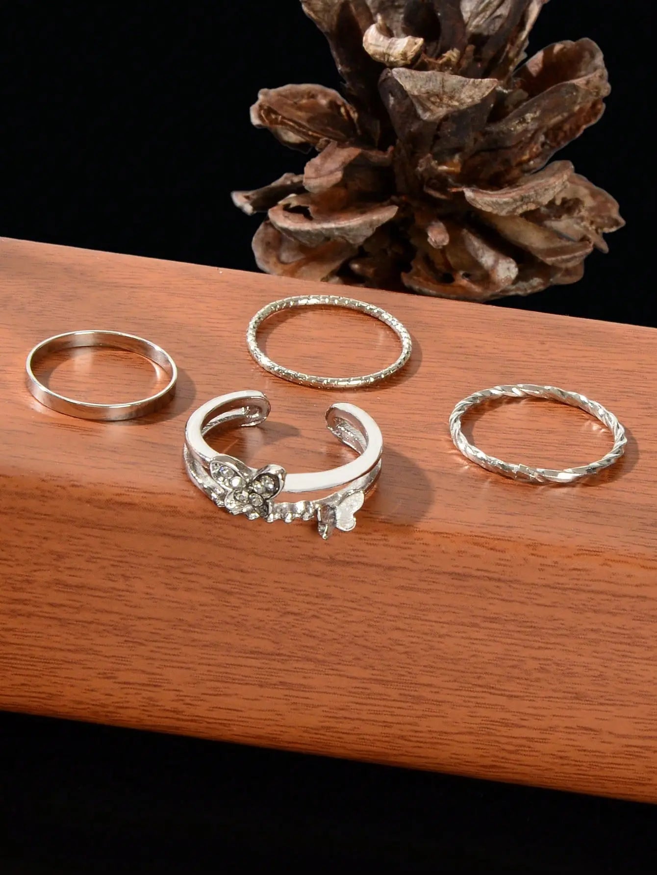 Butterfly Cuff Rings 4pcs/set Relief Anxiety Fidget Finger Knuckle Rings Gift Feelontop Jewellery