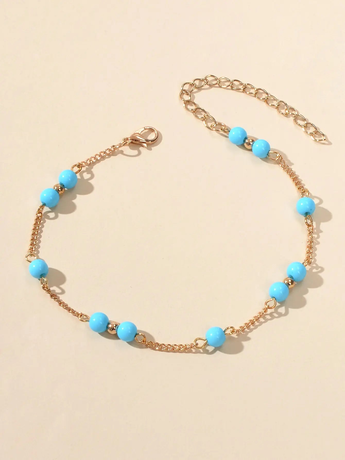 1pc Chain Blue Beads Anklet Boho Chic Barefoot Sandal Ankle Foot Beach Jewellery Feelontop Jewellery