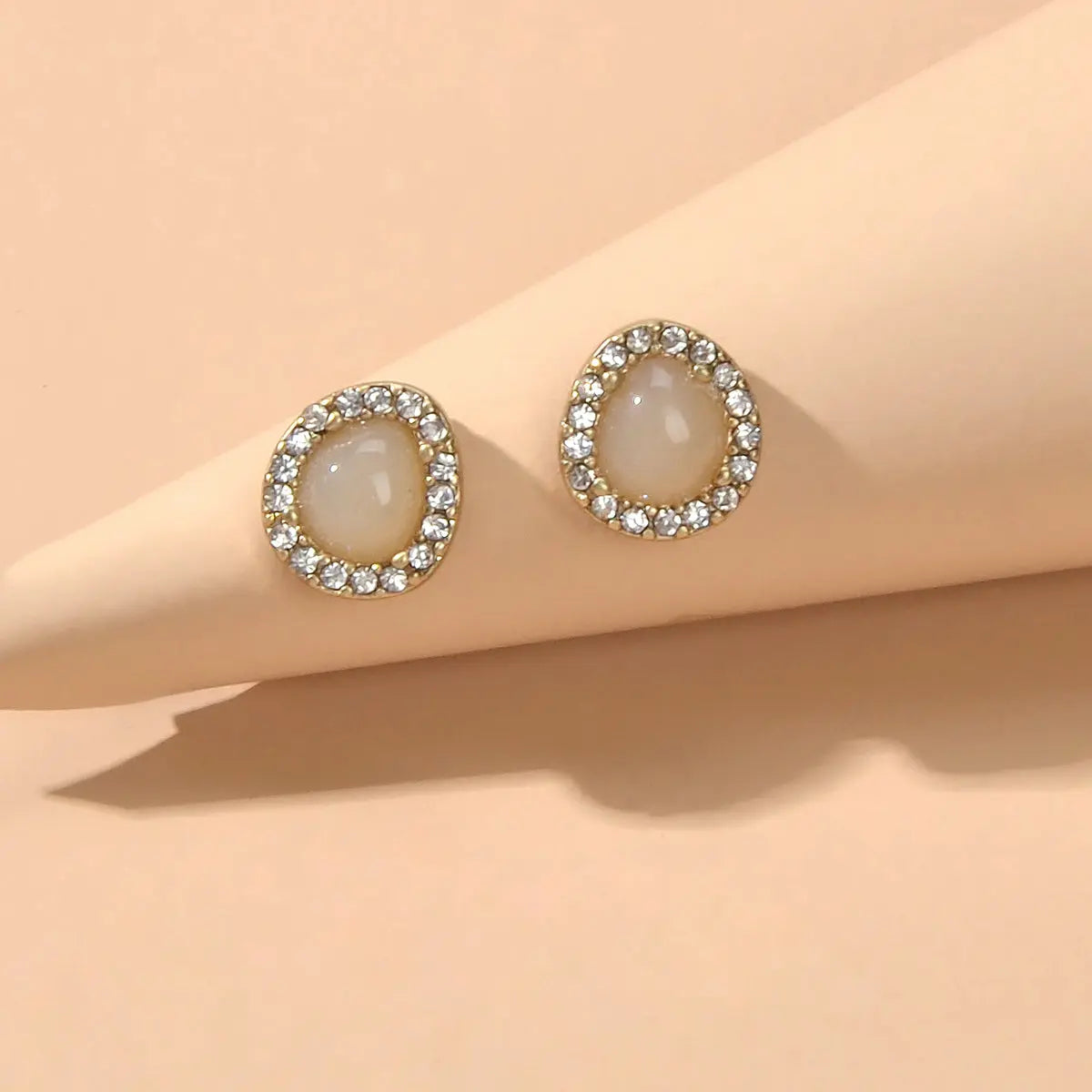 Exquisite Full Rhinestone Opal Decoration Water Droplets Stud Women Earrings Feelontop Jewellery