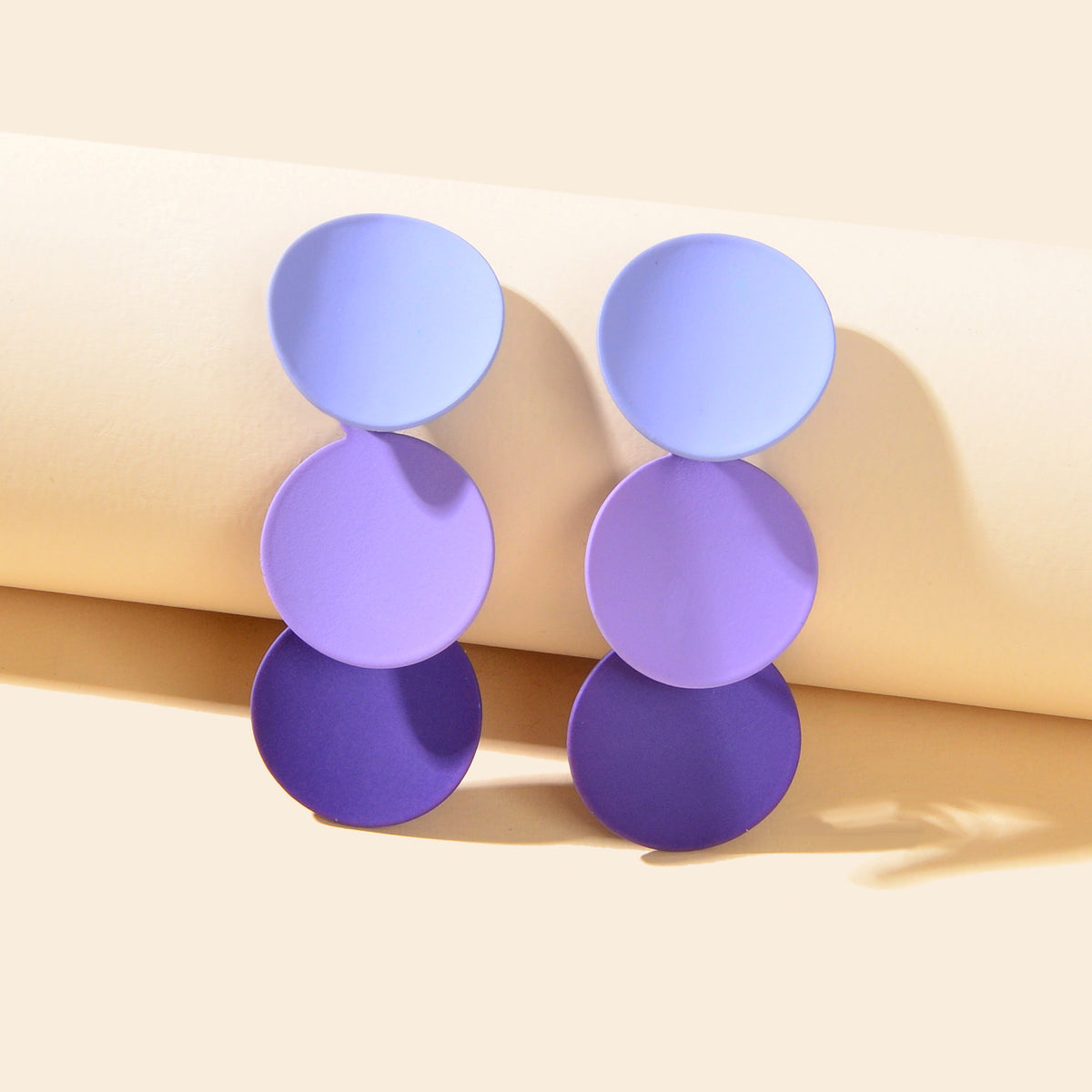 Gradient Purple Round Dangle Geometric Pierced Earrings Costume Party Jewellery Feelontop Jewellery