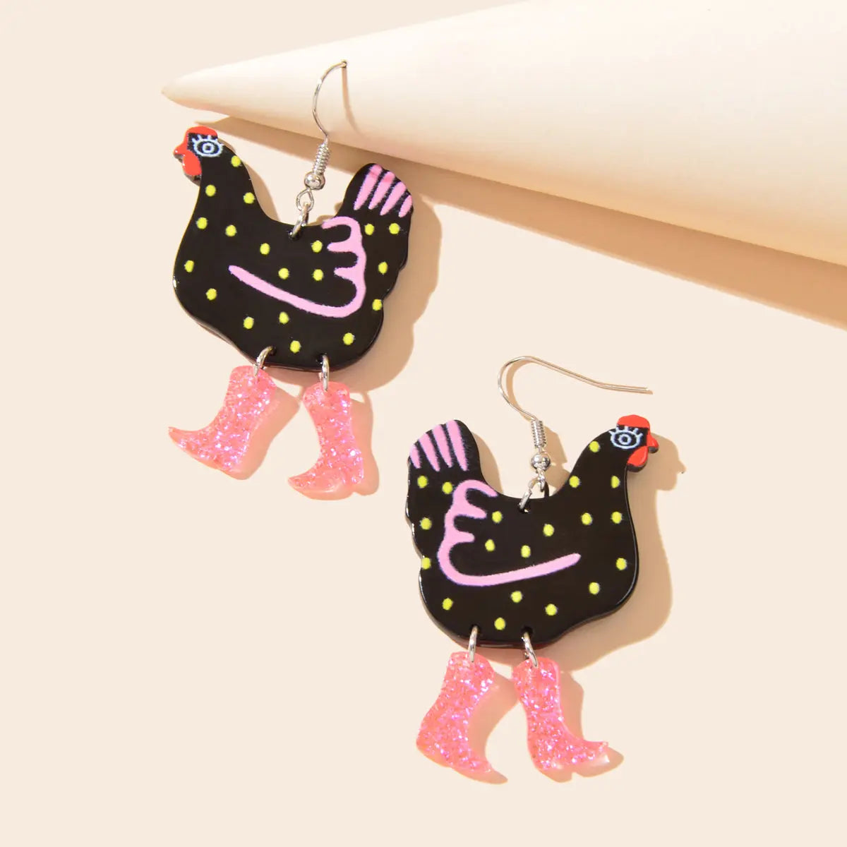 Cute Design Hen with Boot Dangle Lightweight Acrylic Chicken Earrings Party Gift Feelontop Jewellery