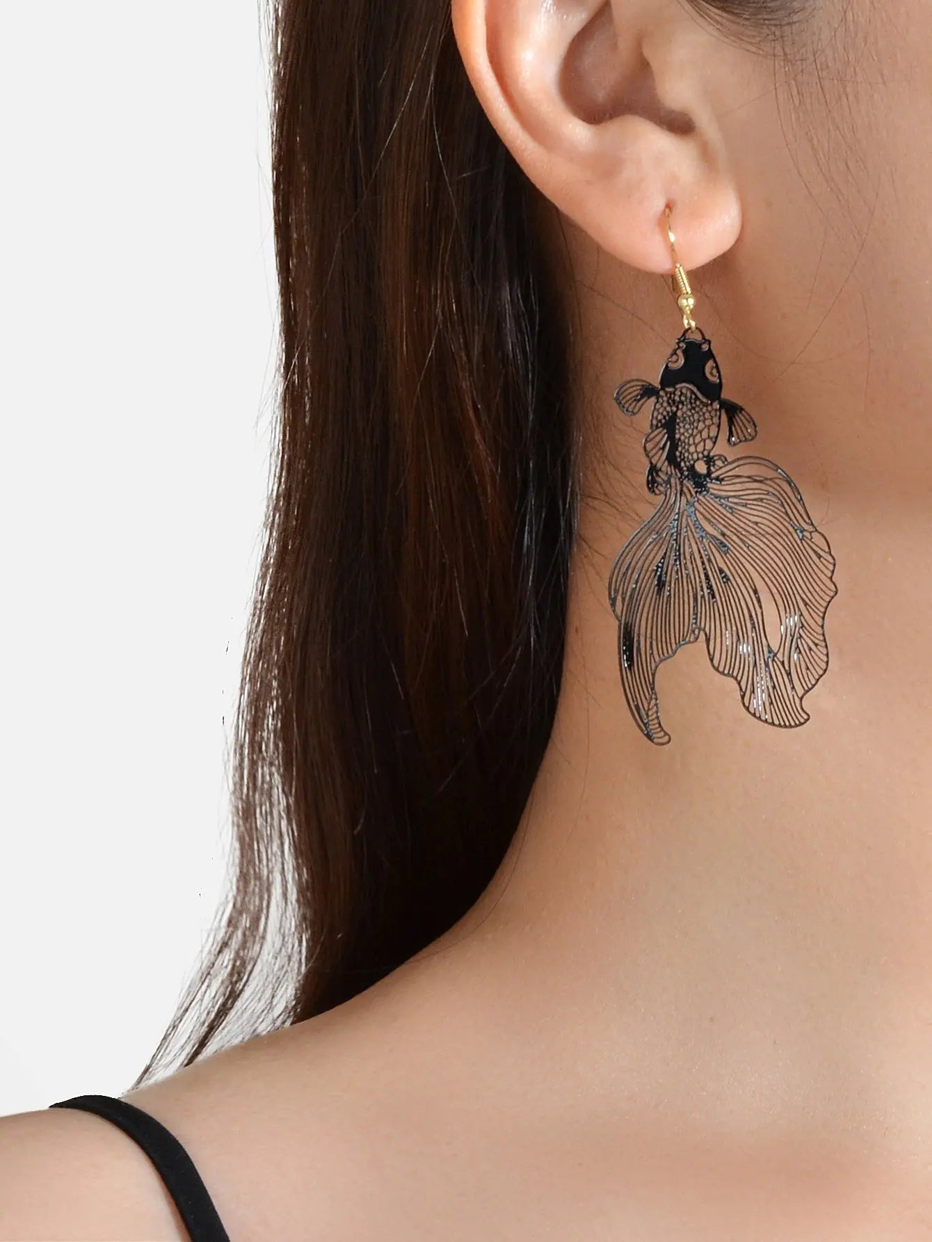 AU Stock Lovely Goldfish Shape Drop Dangle Earrings Hollow Fish Party Jewellery Feelontop Jewellery
