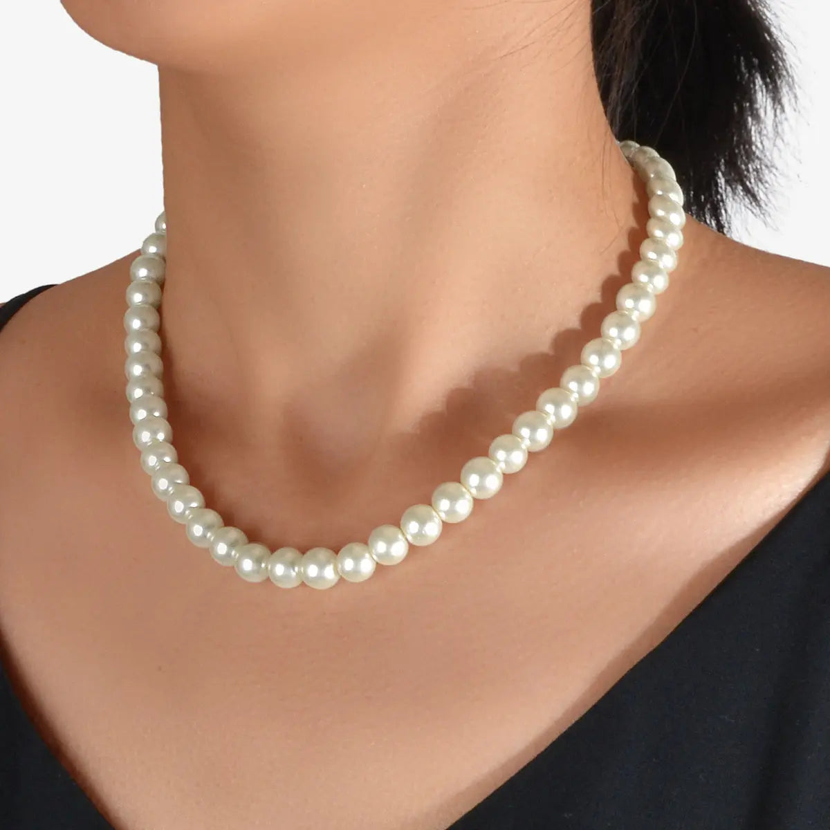 Retro Black White Beads Collar Short Choker Necklace Women Teen Party Decoration Feelontop Jewellery