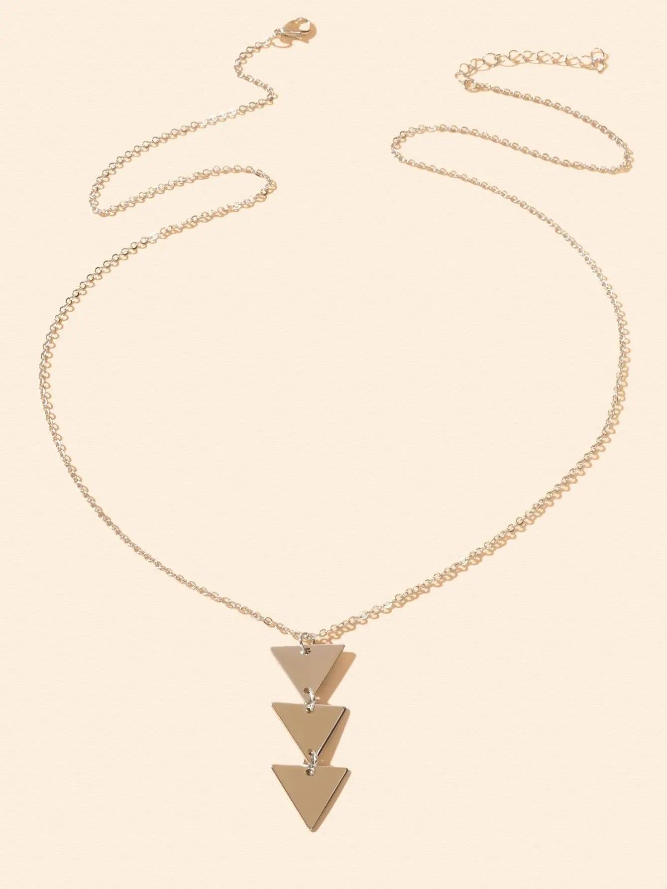 Modern Long Chain Necklace with Three Triangle Pendants Feelontop Jewellery