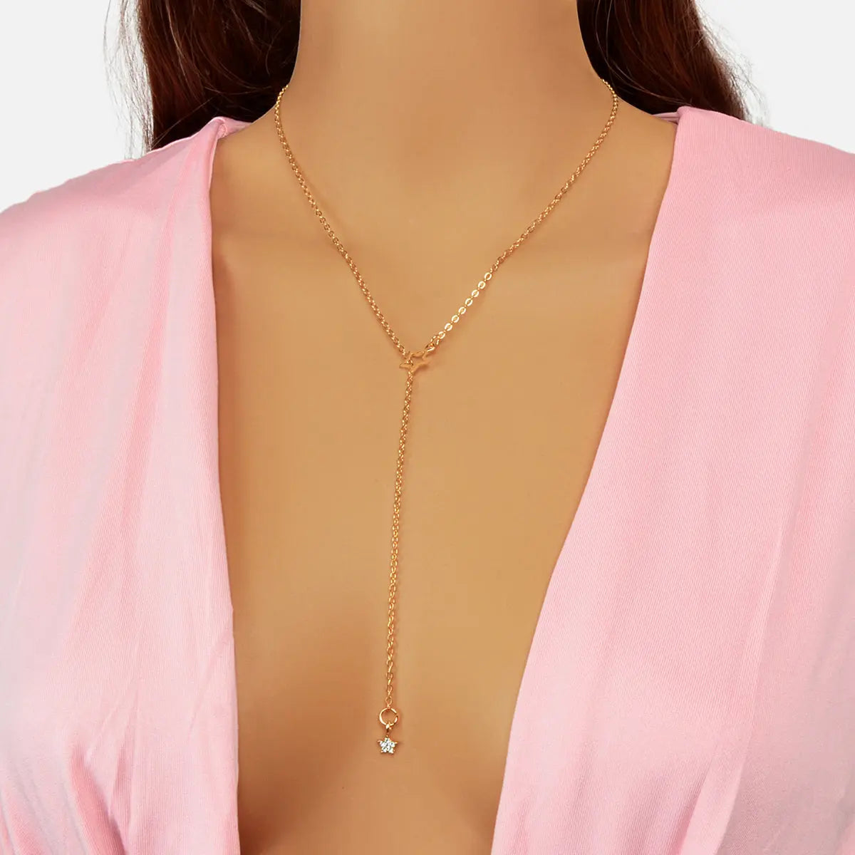 Personalized Gold Chain Long Lariat Star Charm Adjustable Y Shape Drop Necklace Feelontop Jewellery
