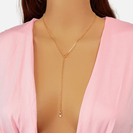 Personalized Gold Chain Long Lariat Star Charm Adjustable Y Shape Drop Necklace Feelontop Jewellery