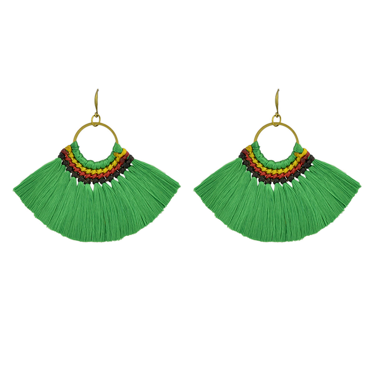 Ethnic Traditional Jewellery Colorful Tassel Fan Shape Dangle Bohemian Earrings Feelontop Jewellery
