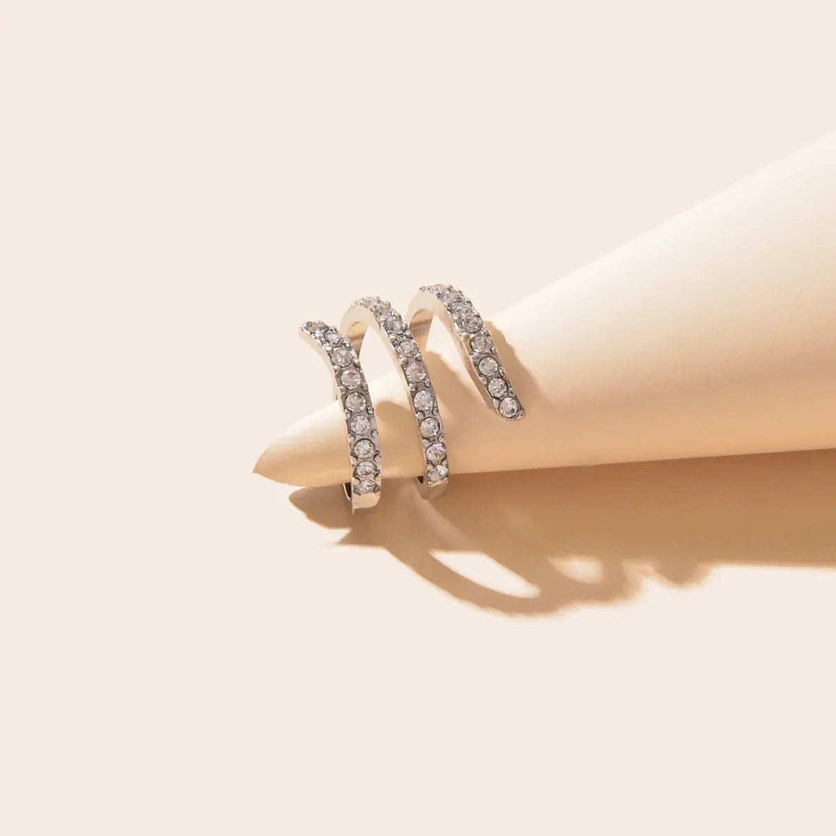 Textured Bridal Jewelry Full Rhinestone Twisted Engagement Finger Ring Gift Feelontop Jewellery