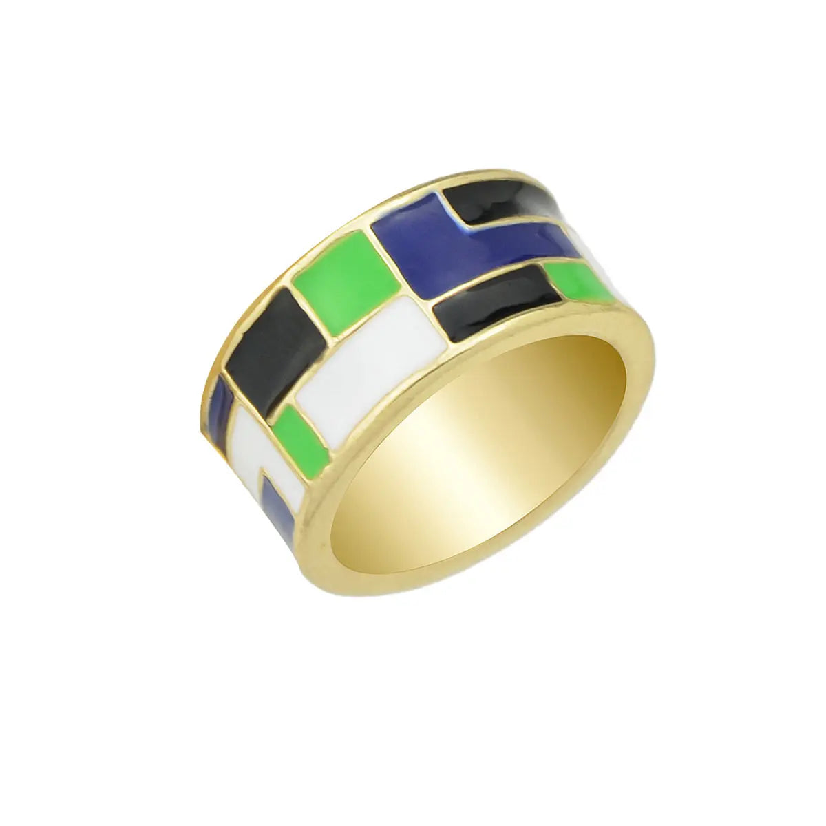 1pc Ethnic Traditional Jewellery Colorful Geometric Pattern Bohemian Finger Ring Feelontop Jewellery