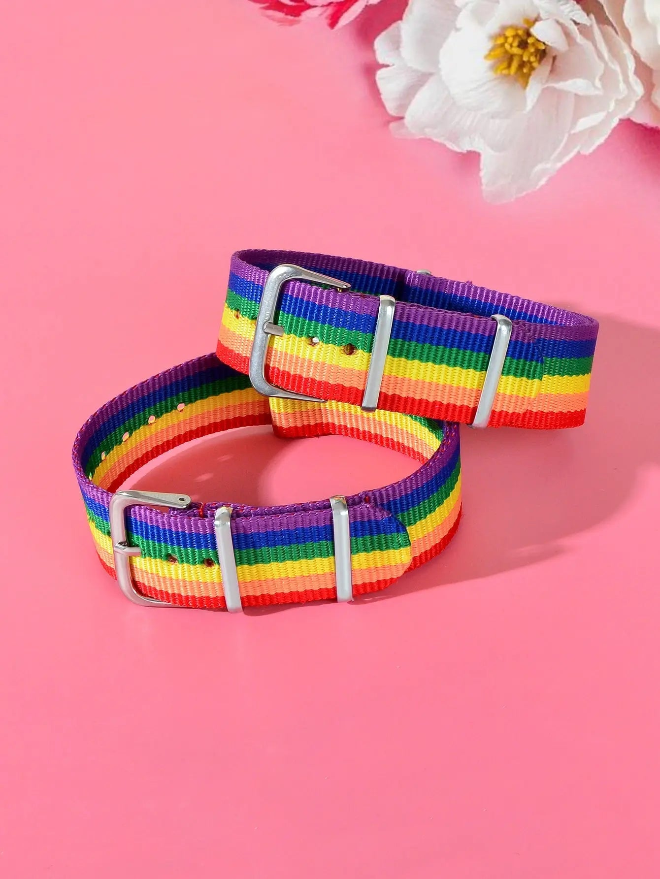 2pcs Valentine's Gift Rainbow Belt Bracelets Matching Couple Best Friend Jewelry Feelontop Jewellery