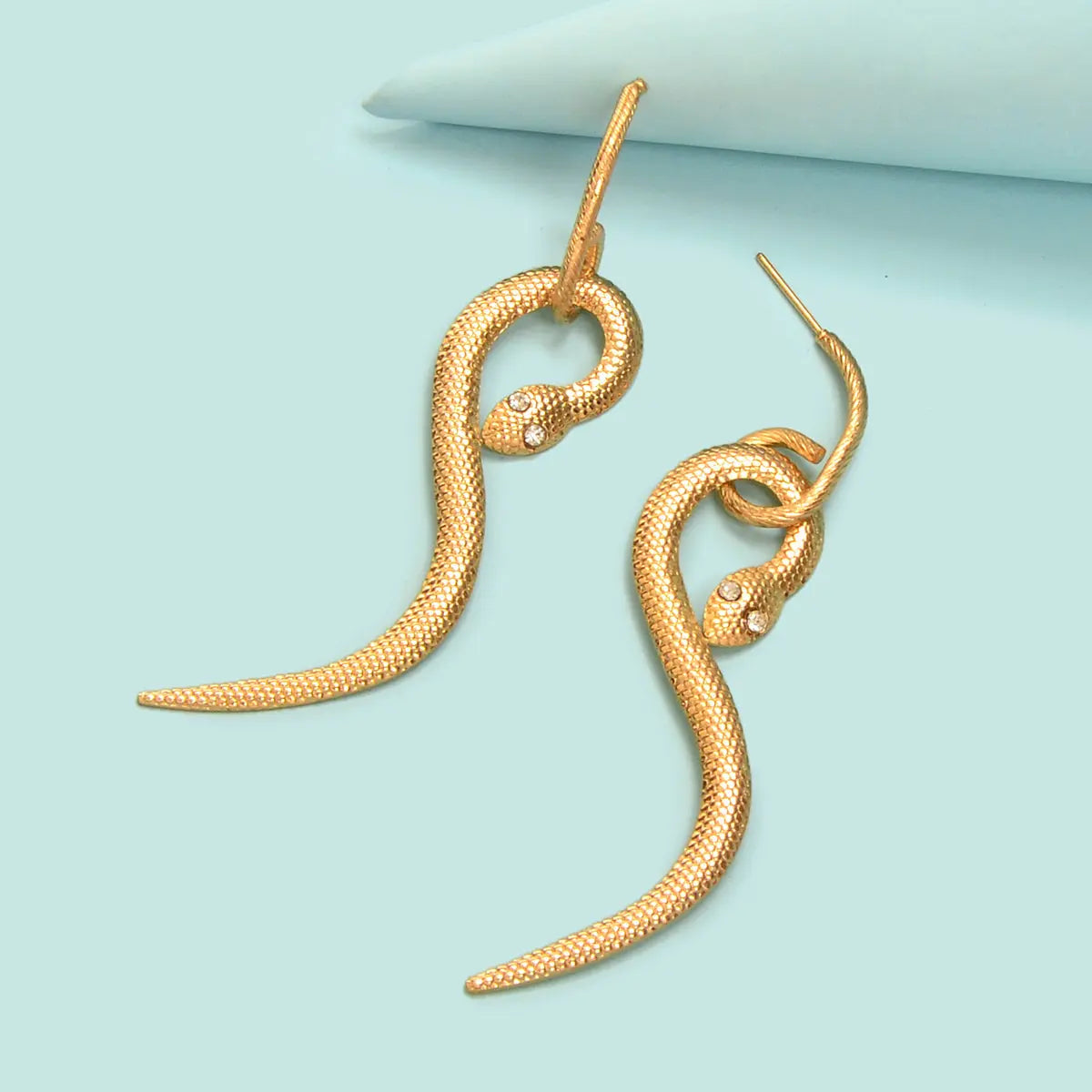 Designer Jewelry Punk Rock Stylish Gold Snake Pendant Pierced Statement Earrings Feelontop Jewellery