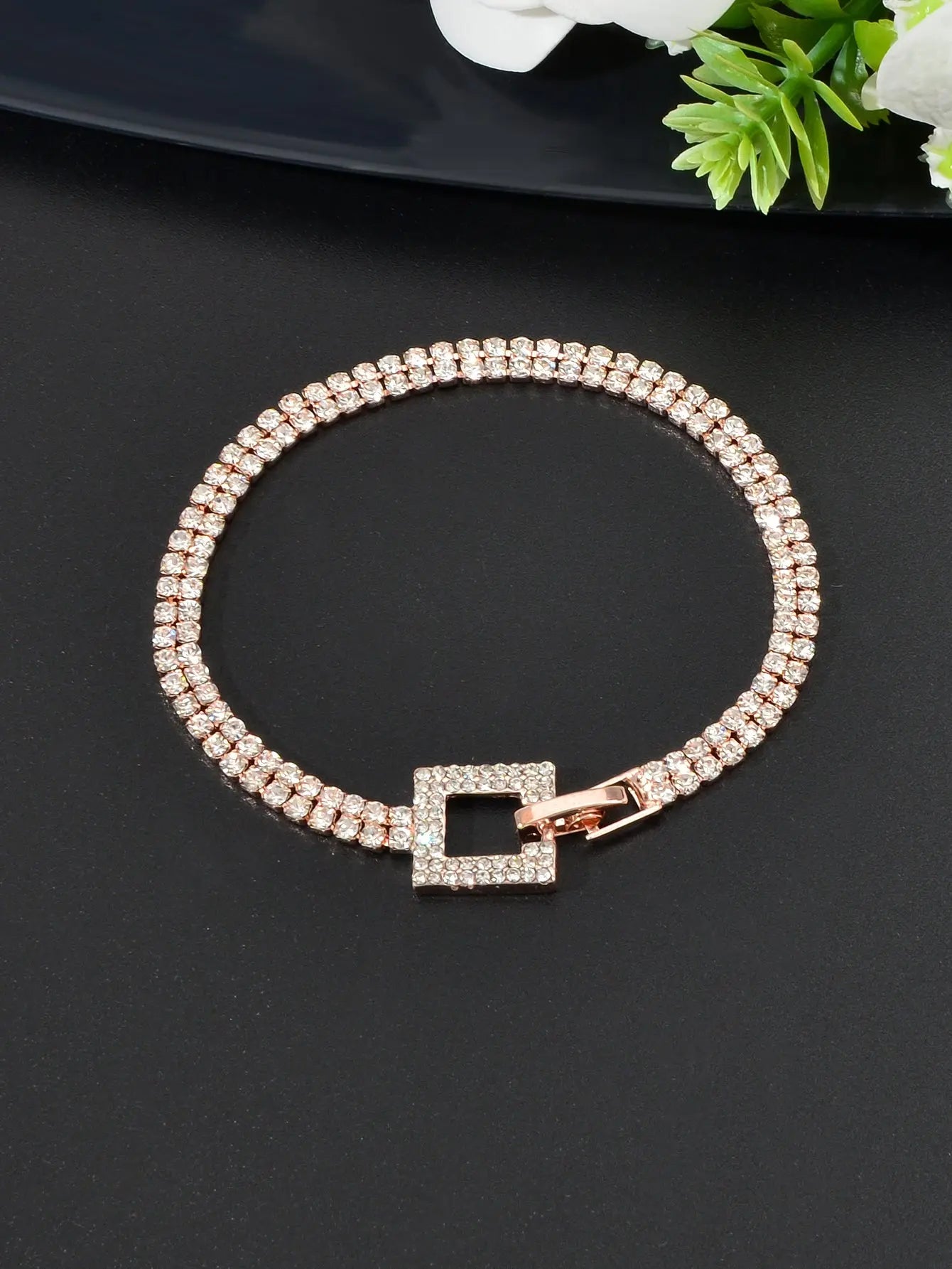 Shimmering Full Rhinestone Clasp Bracelet Elegant Sparkle Jewelry for Your Wrist Feelontop Jewellery